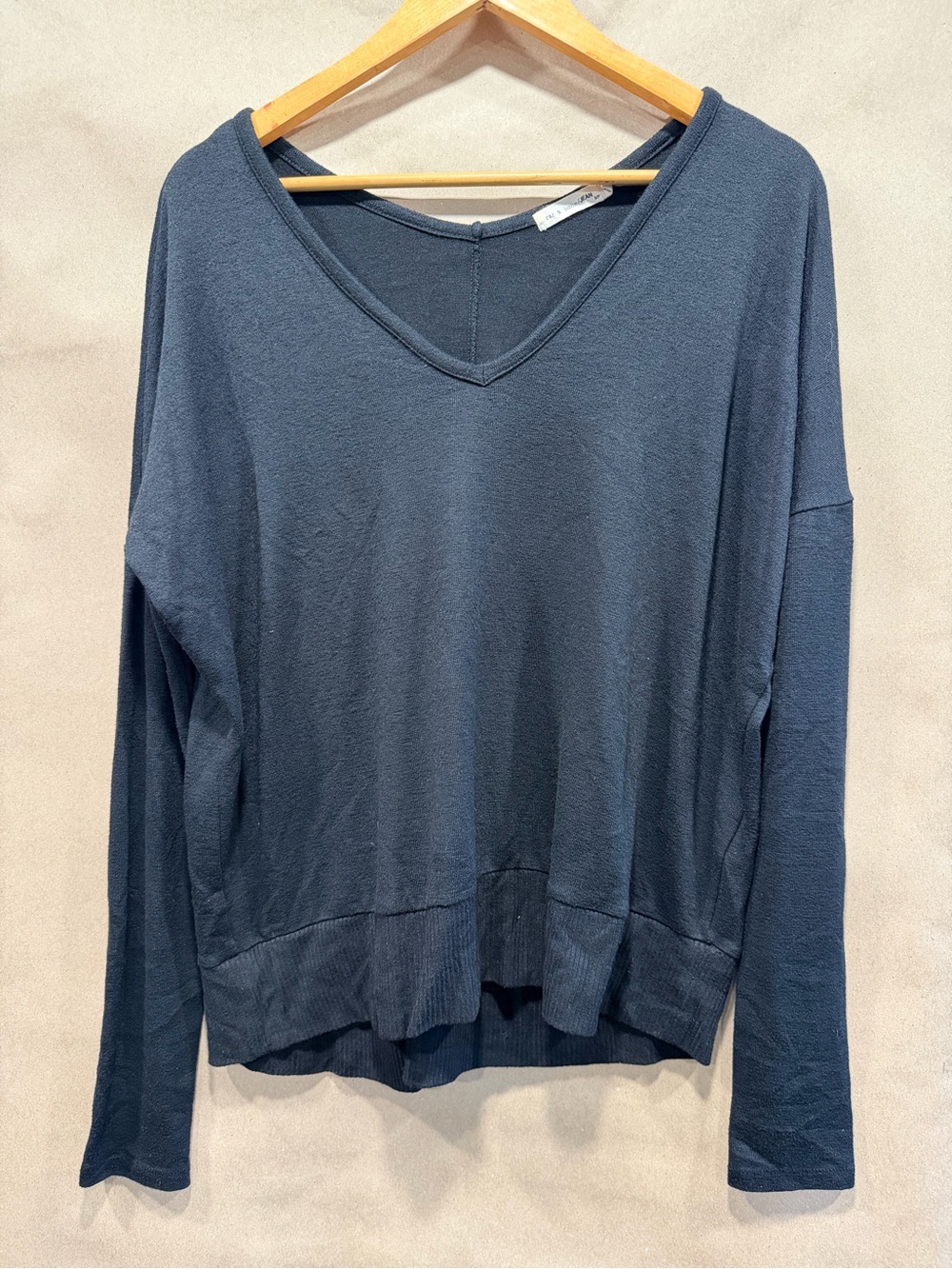 rag & bone V-Neck Long Sleeve Top in Slate Blue